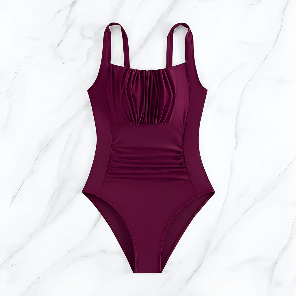 Women's one-piece swimsuit in multicolour print, polyester swimwear in sizes S to XXL
