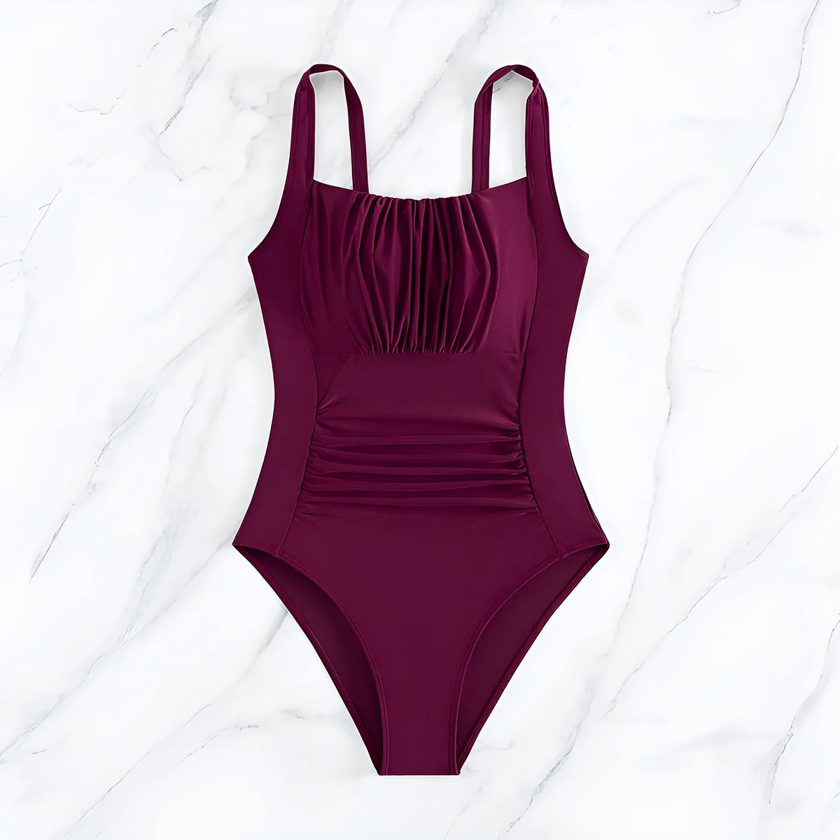 Women's one-piece swimsuit in multicolour print, polyester swimwear in sizes S to XXL