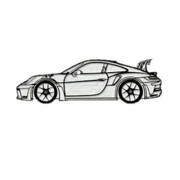 Black iron sports car wall art decoration in a pastoral metal style for home, garden, office, or hotel wall display