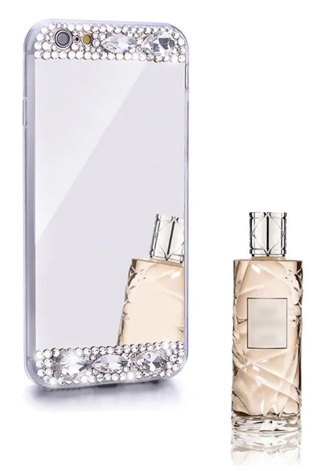 Rhinestone decorated silicone phone case for Huawei mobile in gold colour.