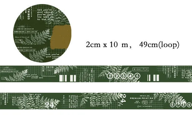 Green matte Japanese paper tape roll for hand account decoration and journalling