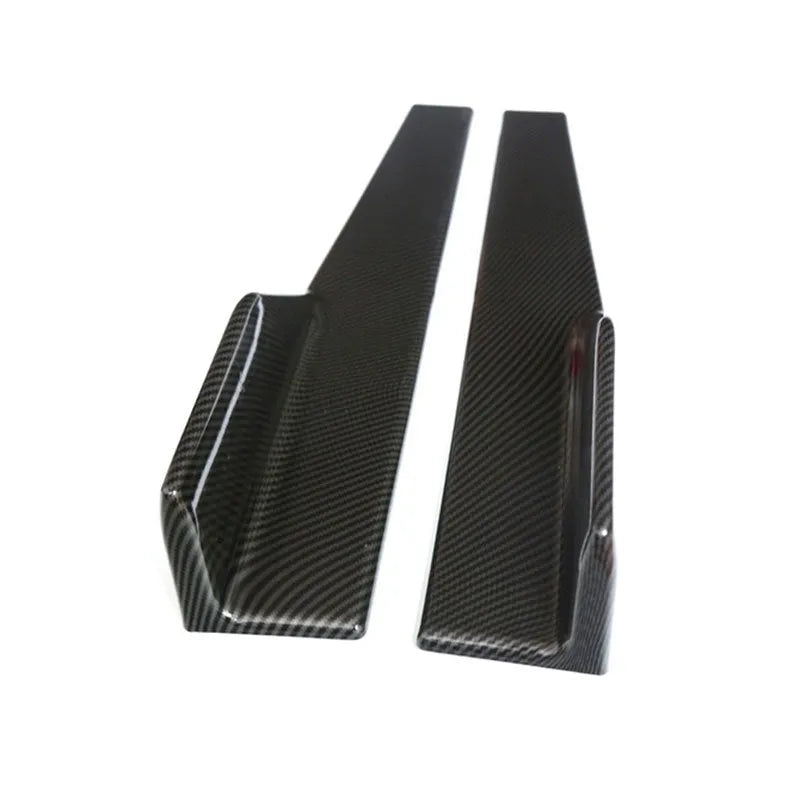 Universal PU car side skirt pair, black 3D carbon fibre pattern, 0.45 m length, 0.5 kg each