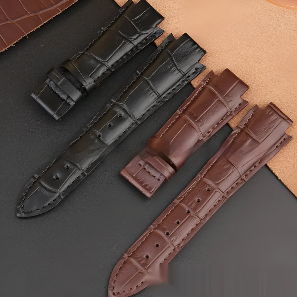 Calfskin watch strap 24x14mm genuine leather in black, brown or dark brown, no buckle included