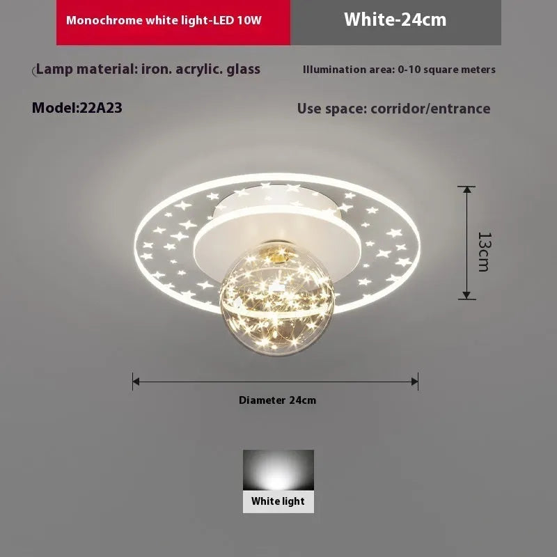 Modern simplicity style ceiling lamp for corridors in gold, black, or white finish with selectable LED colours.