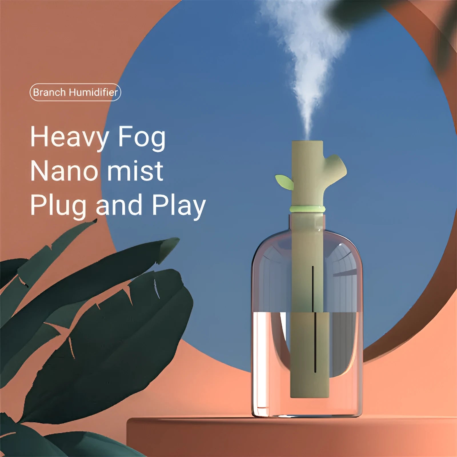Transparent plastic portable USB humidifier with water bottle design and purification filter
