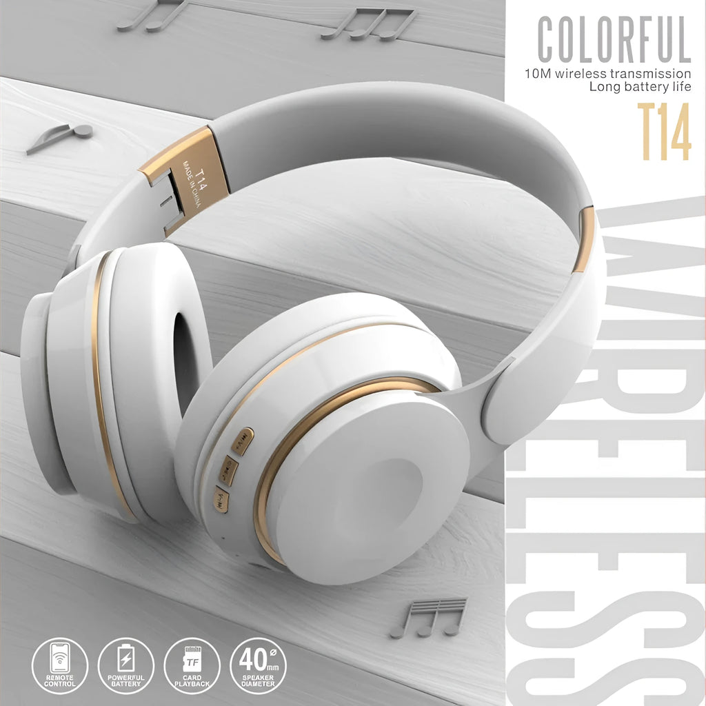 Foldable Bluetooth wireless earphones in multiple colours with head-mounted design