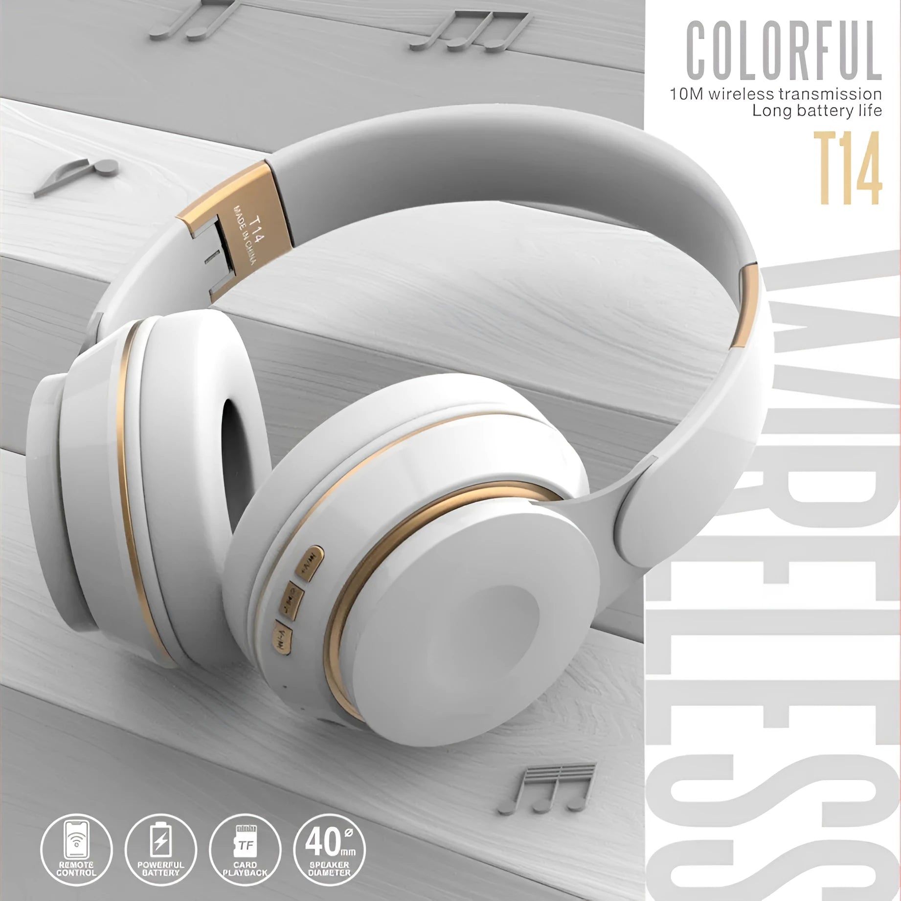 Foldable Bluetooth wireless earphones in multiple colours with head-mounted design
