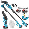 6-inch brushless electric pruning saw with 2.5 m high branch rod, 10 sections, 21V batteries, and SK5 steel blade