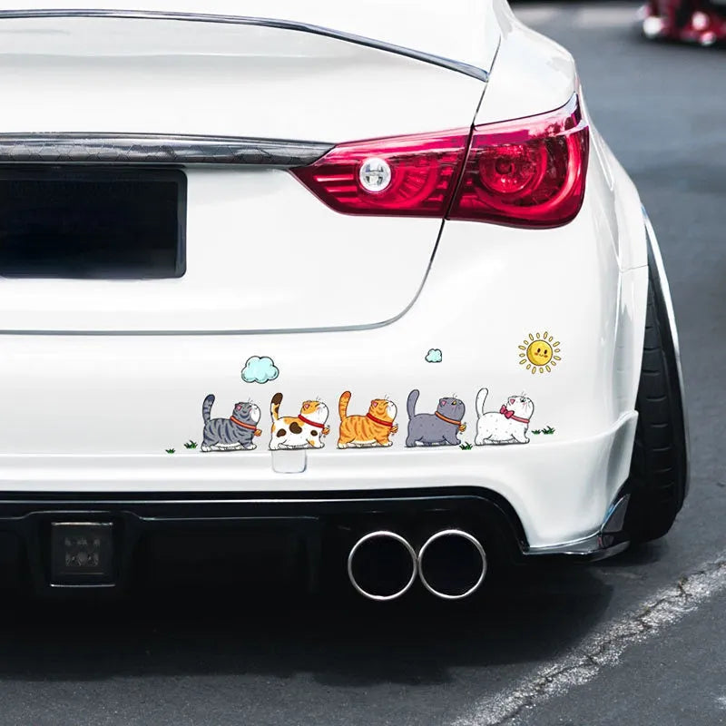 Climbing cats car sticker design on vehicle window