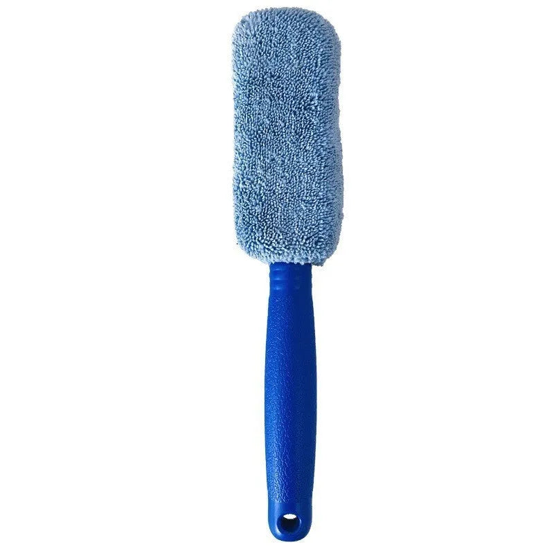 Microfiber long handle car wash tyre brush in blue or grey for cleaning vehicle wheels