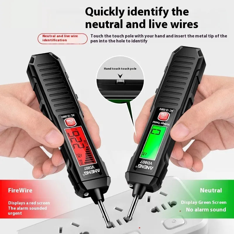 Digital voltage measuring pen with LCD display for 12V to 300V testing