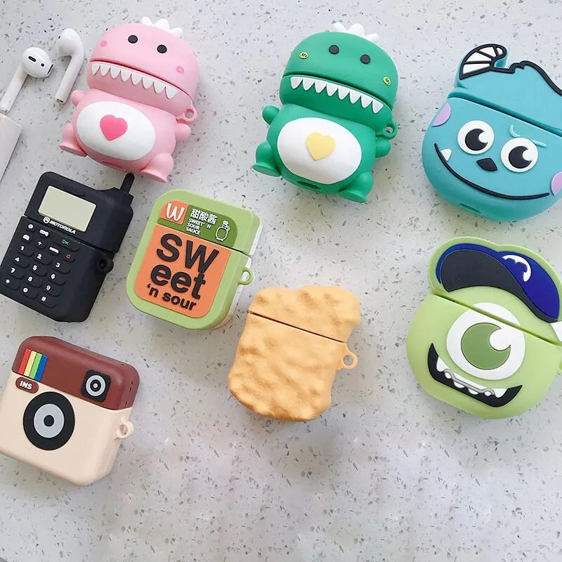 Cartoon animal silicone AirPods case in multiple colours for AirPods 1 and 2