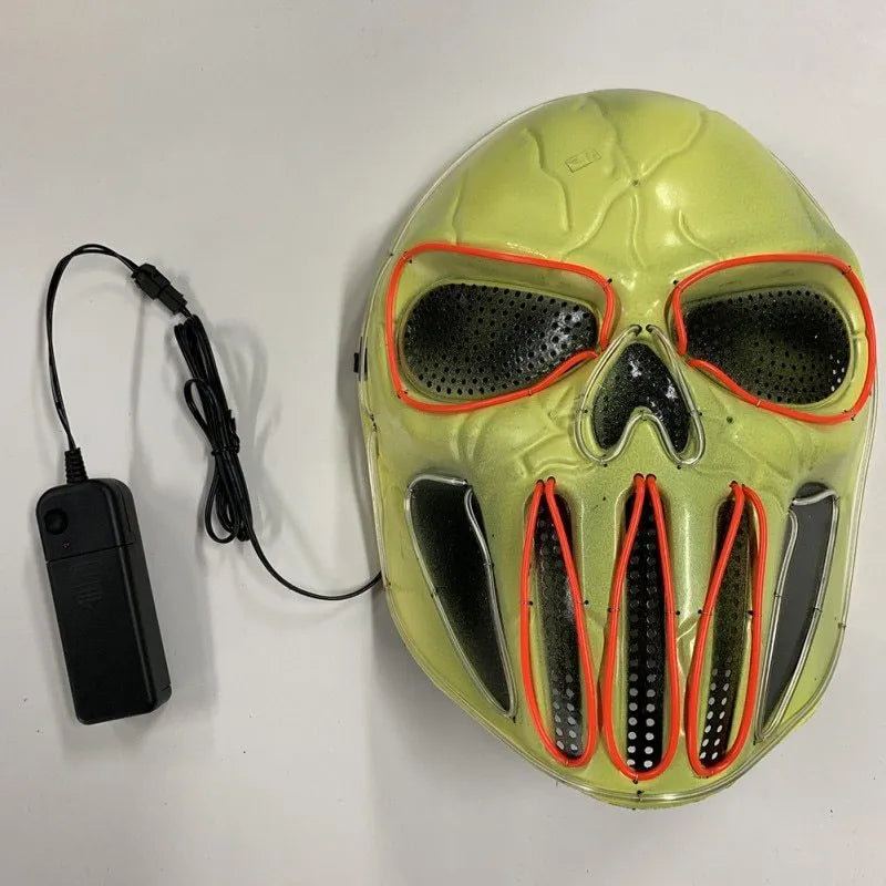 Plastic Halloween mask in ice blue and red for fancy dress and trick or treat