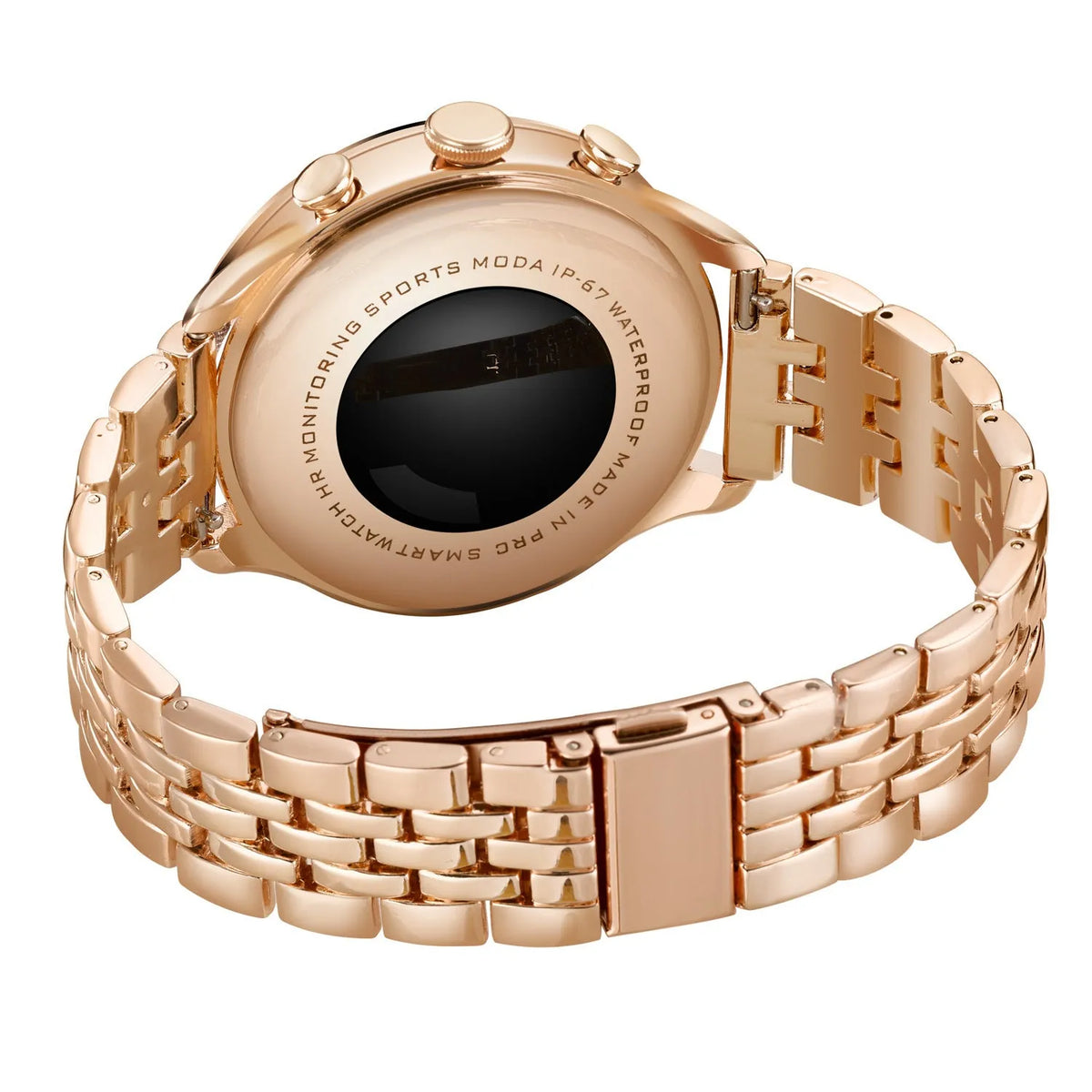 Women's GEN 9 MAX smart watch bracelet with TFT screen, touch button, four straps, and wireless charging cable