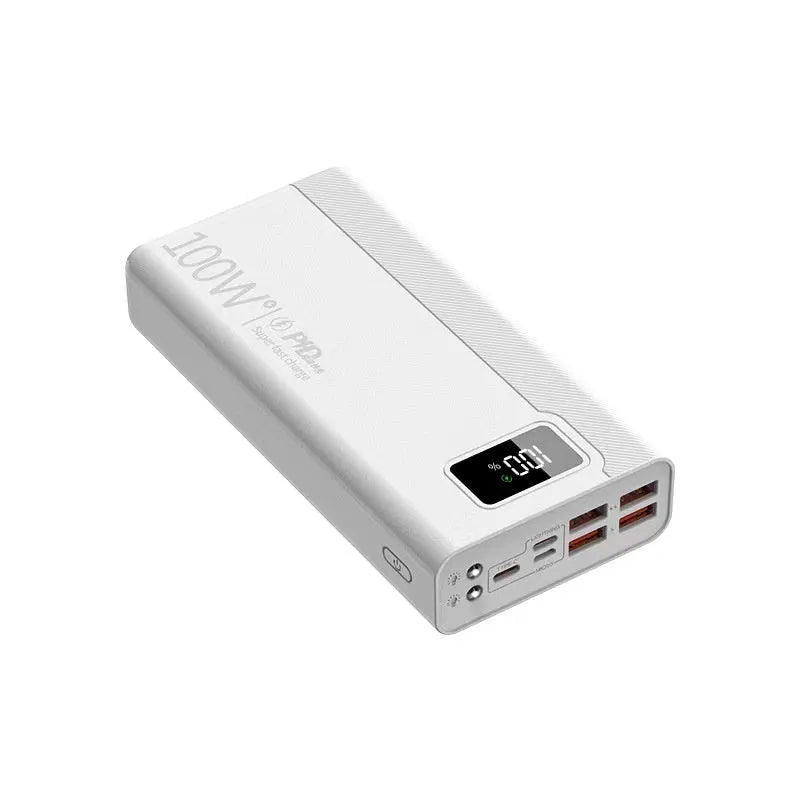 Large capacity power bank in black or white with fast charging support