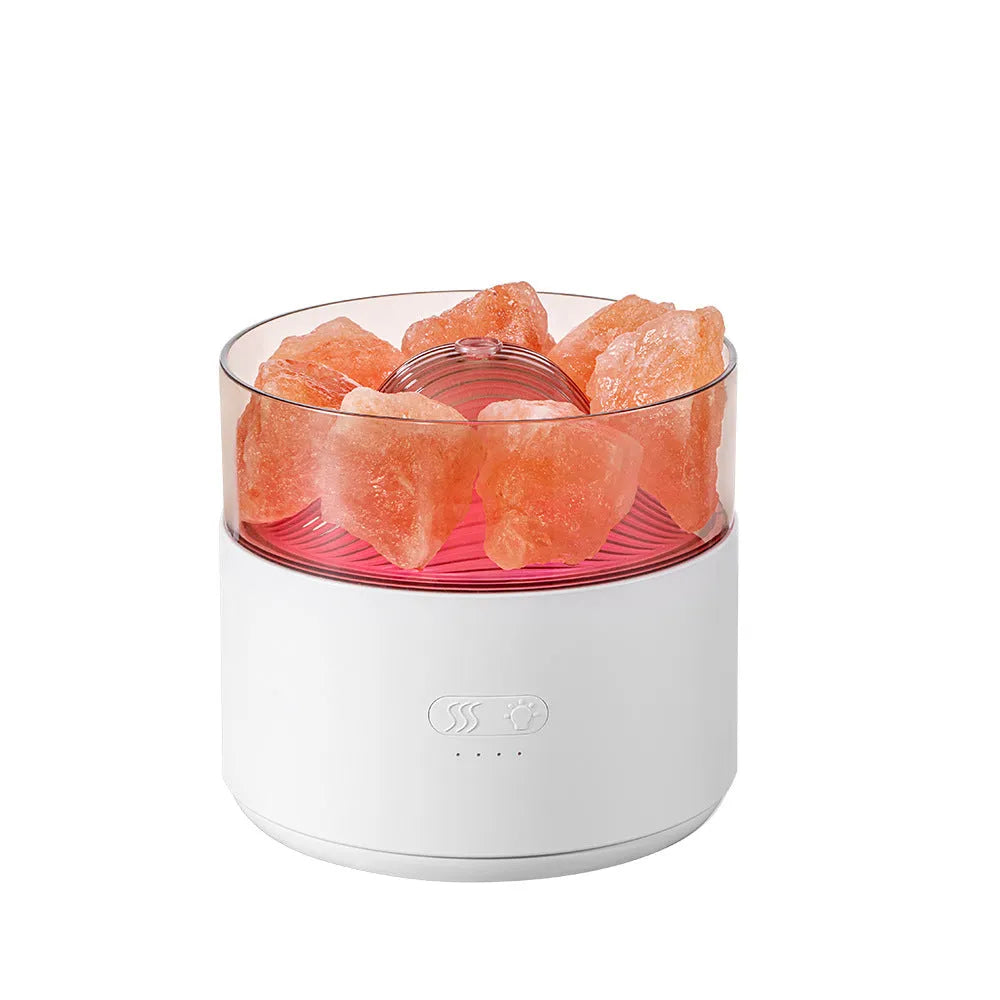 Cool-mist impeller humidifier with Himalayan salt crystal aroma diffuser and 7-colour LED night light in white