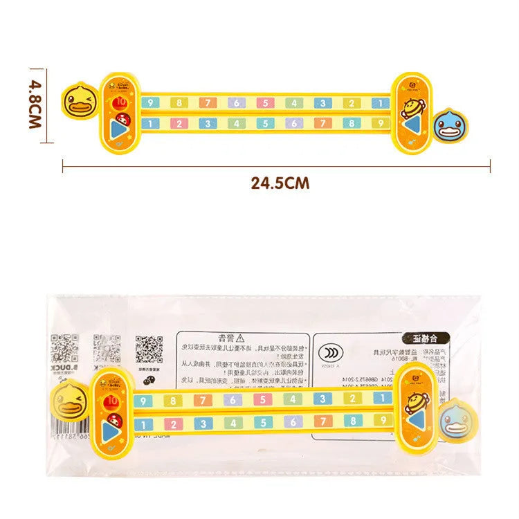 Yellow plastic children's digital decomposition ruler for maths education measuring 24.5cm