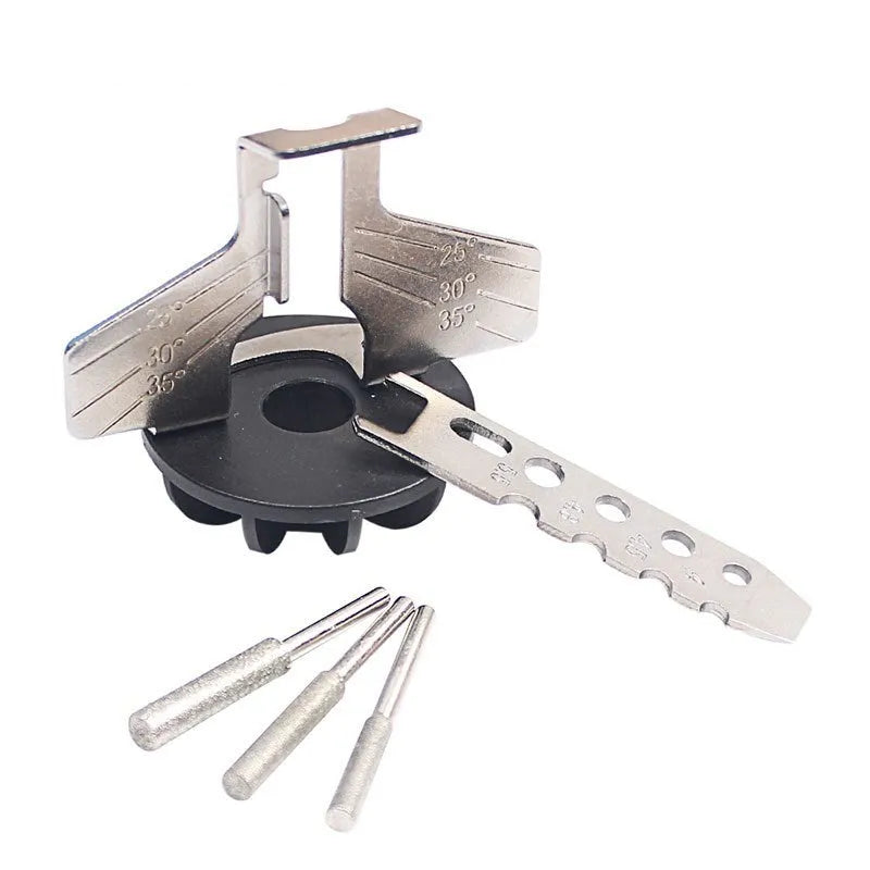 Silver metal electric chain grinding machine accessory with 100 teeth on a 20mm band saw blade.