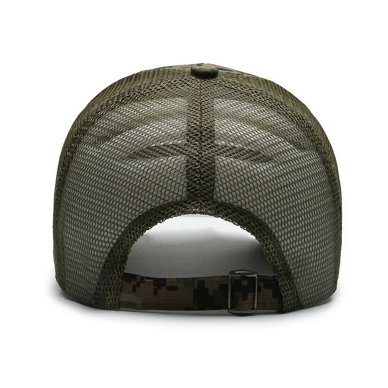 Tactical camouflage baseball cap with dome crown and adjustable Velcro closure