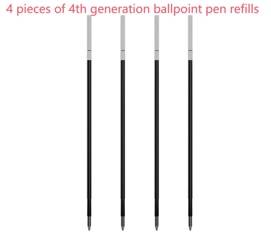 A4 loose leaf refill pad and nine metal-core pen refills for 6-hole spiral notebooks.