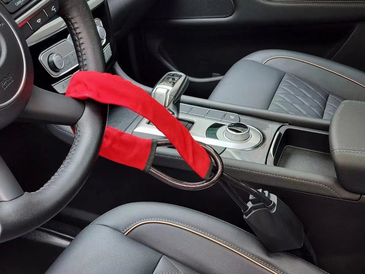 Red iron steering wheel anti-theft lock for General Motors cars with copper lock core