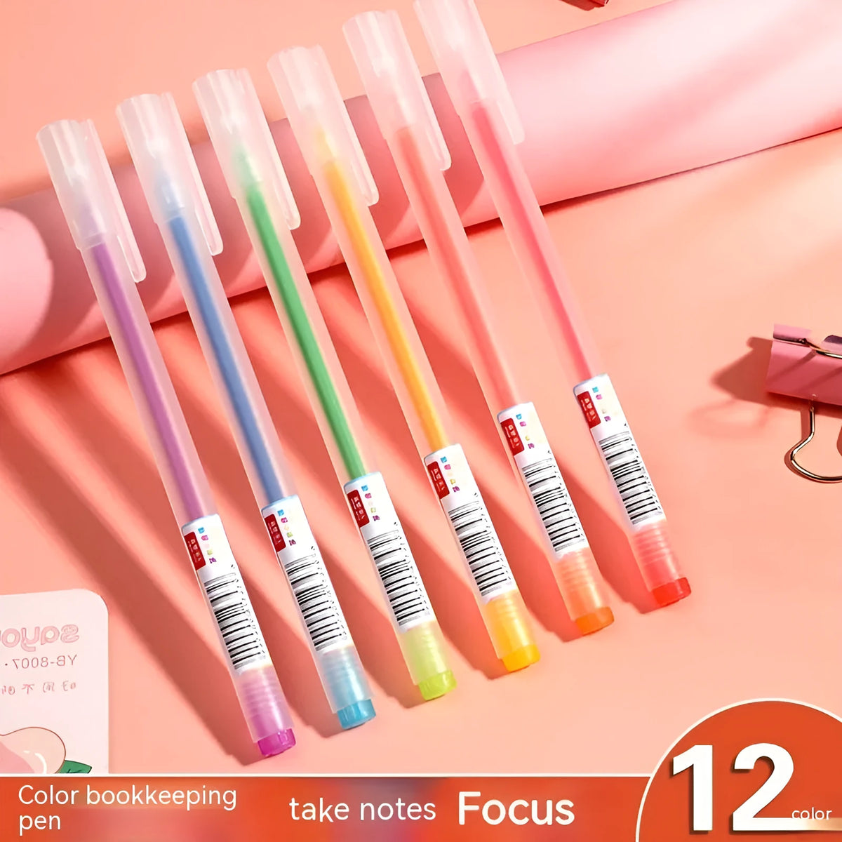 0.5mm gel pen with plastic shell from a 12-colour journal pen series, supplied as a single stationery pen