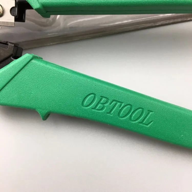 Dual-purpose crystal head net pliers with green plastic handle for crimping RJ45 connectors