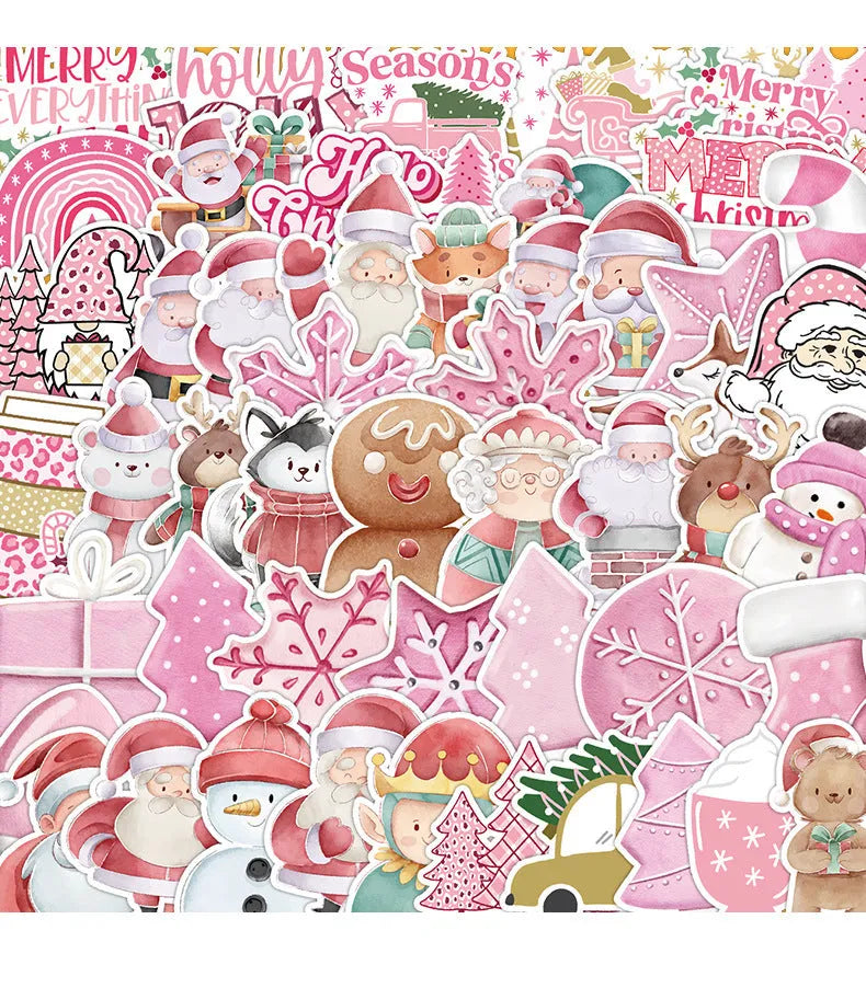 50 waterproof Christmas stickers with cute designs ranging 4-8cm for car phone decoration