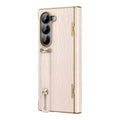 Imitation leather hinge phone case for Samsung Z Fold6 in purple with electroplating finish
