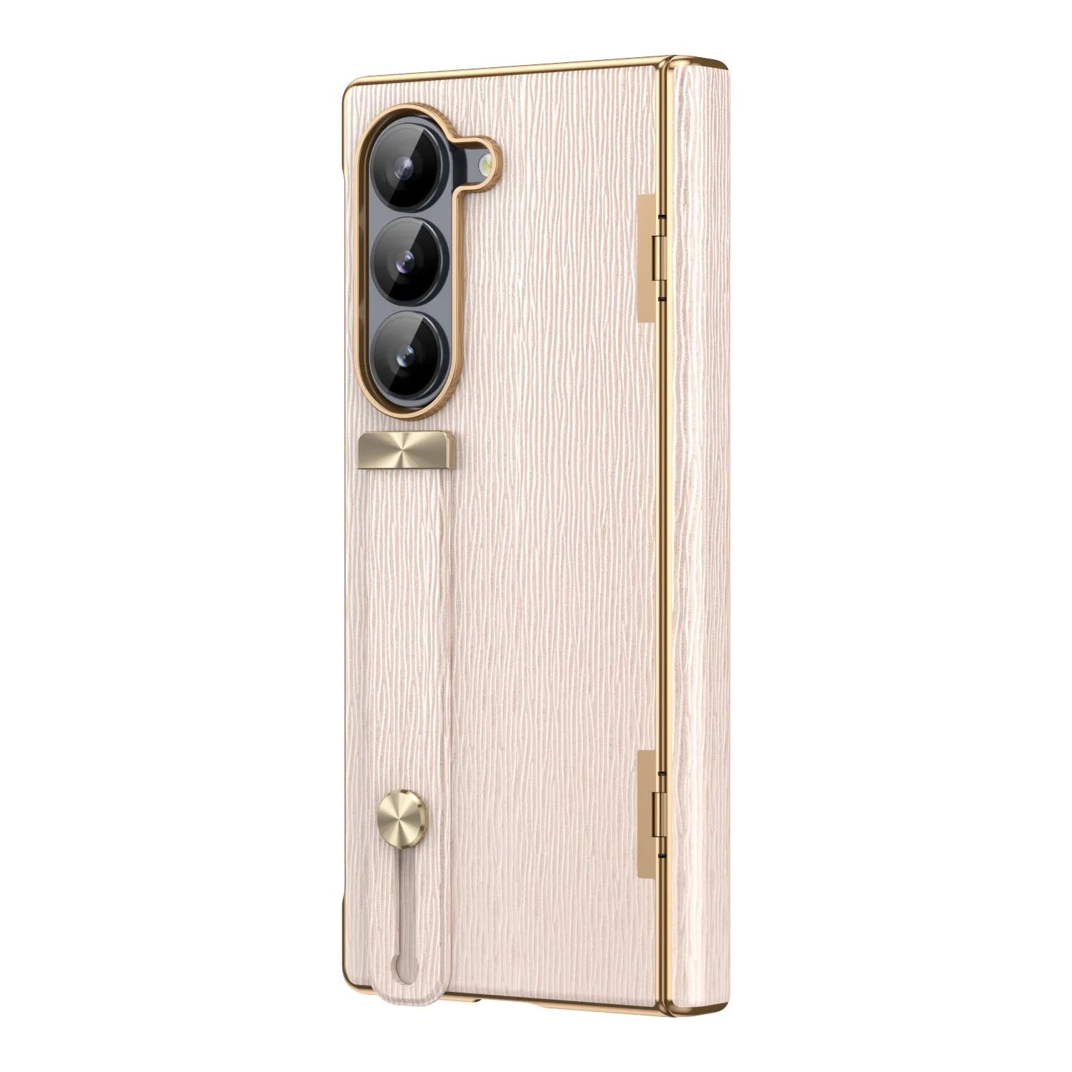 Imitation leather hinge phone case for Samsung Z Fold6 in purple with electroplating finish