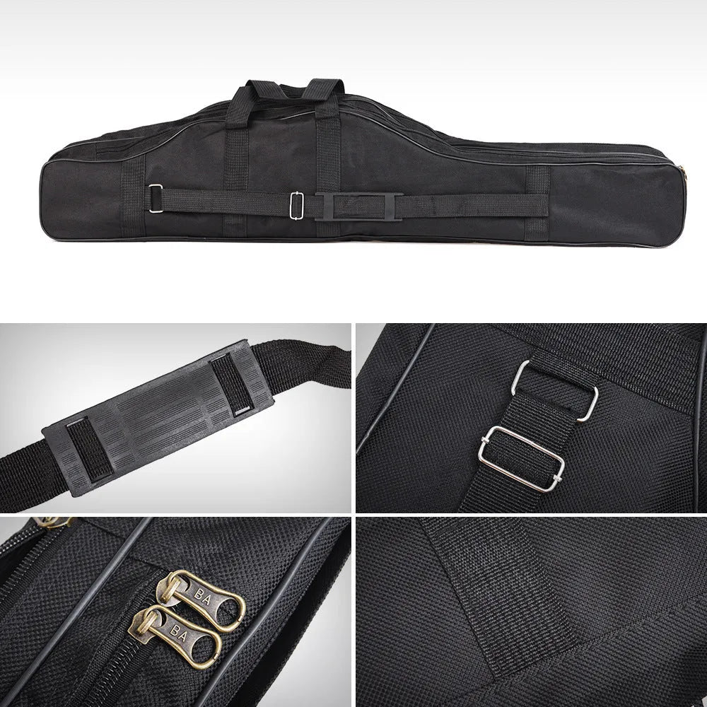 Folding rod super long fishing gear bag in 1m or 1.5m, 420D Oxford cloth, Army Green or Black