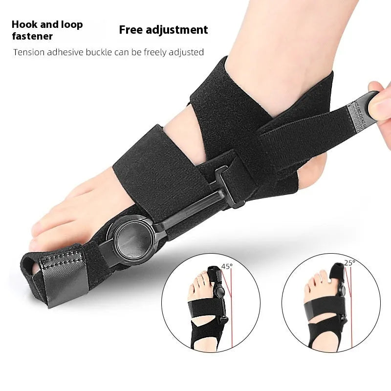 Black big toe orthopaedic belt with Velcro and ABS support for left or right foot, average size adult