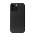 Genuine leather magnetic phone case for Apple iPhone in Black with full edge wrapping cowhide cover