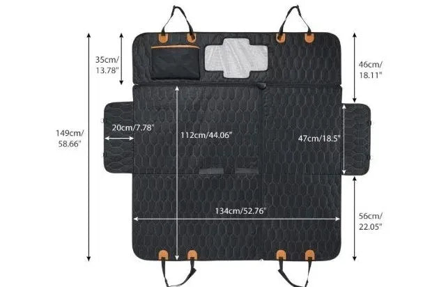 Black machine washable cloth three-in-one pet car travel mat 137x149cm for dogs and cats