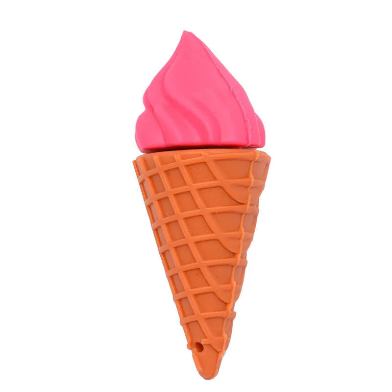 Mini ice cream shaped pink USB flash drive showing plastic construction and USB connector