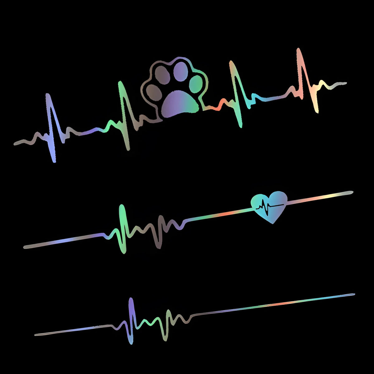 Car ECG creative heartbeat decorative bumper sticker in colour gradient design