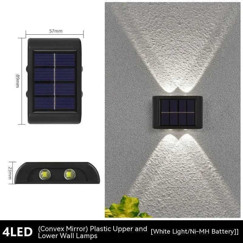 Solar outdoor wall lamp, flower shape convex mirror, 4LED, IP65, warm or white light