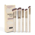 MAANGE set of five apricot-coloured angled kabuki makeup brushes with synthetic bristles.