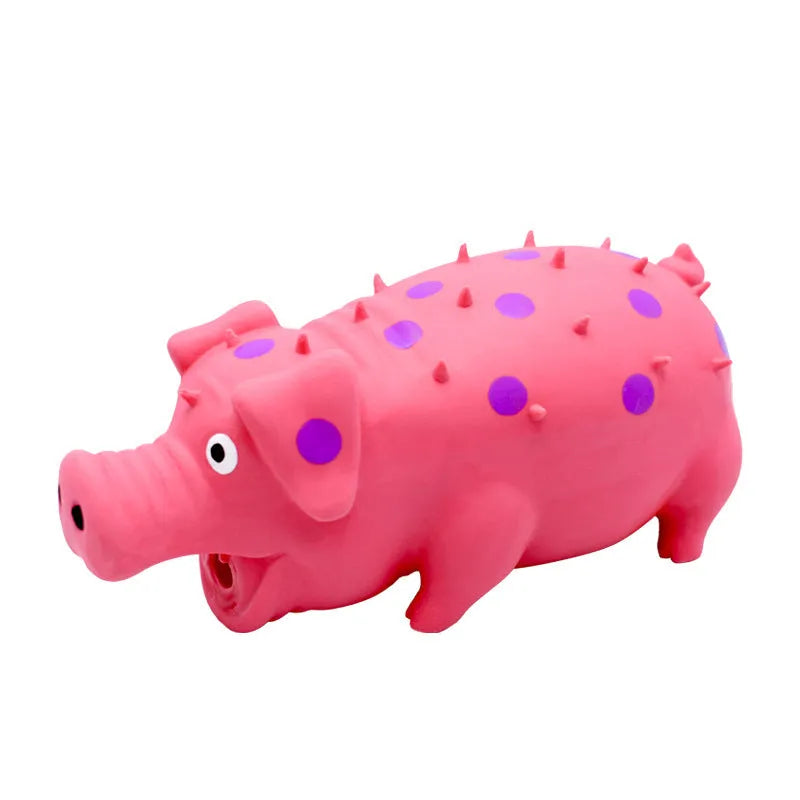 Latex pig-shaped dog chew toy with colourful options for aggressive chewers