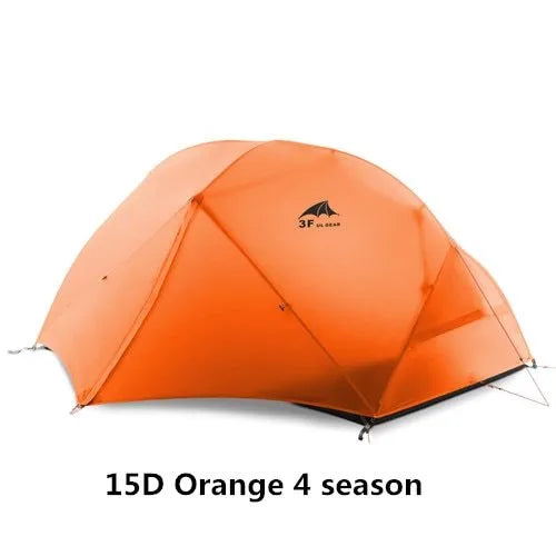 3F UL GEAR Cloud2 floating lightweight double tent in orange for two people with aluminium poles and compact pack size