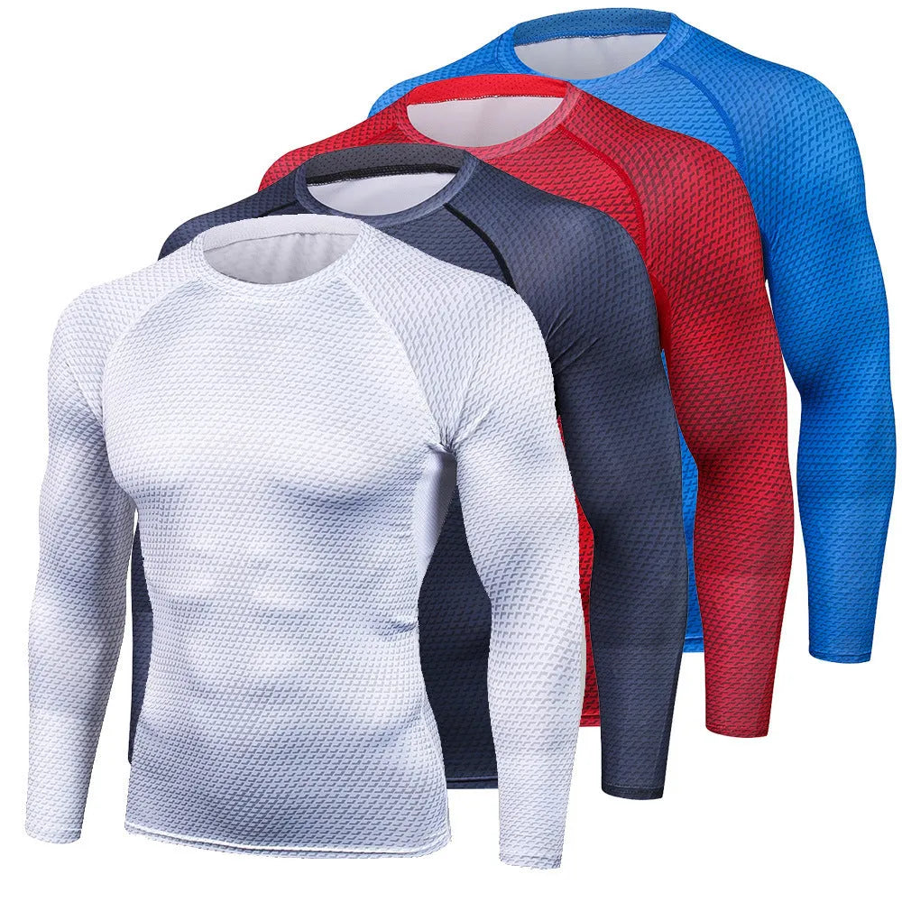 Long sleeve modal fitness training top in black, blue, red, white or snake scale, sizes S to 3XL.