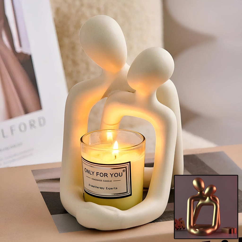 Modern loving couple resin statue in milky white or gold finish for home decor