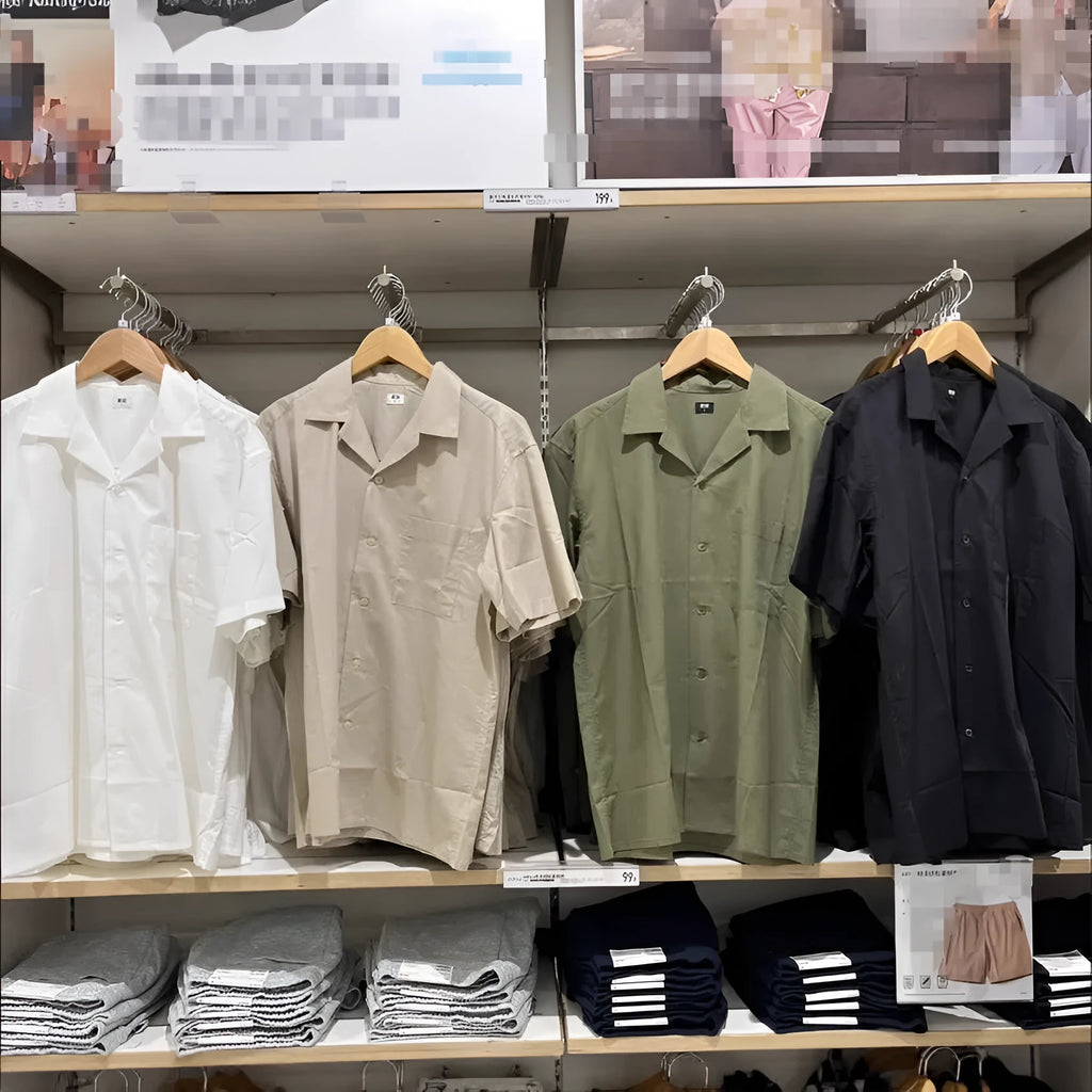 Men's modal cotton open collar shirt in cardigan style with regular sleeves