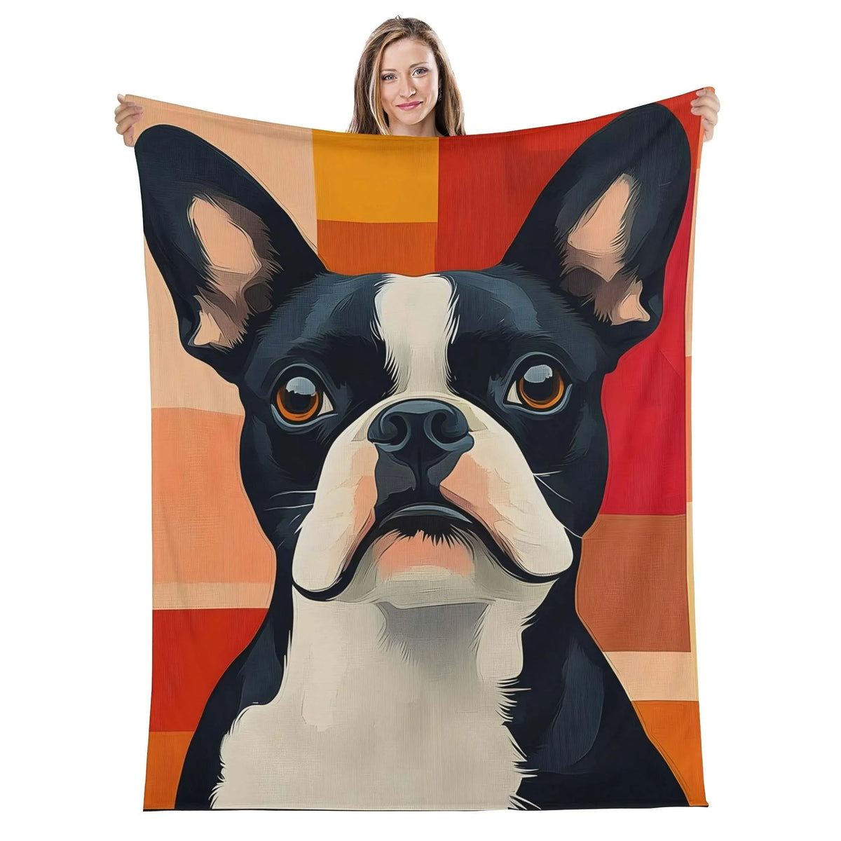 Pet dog lover photo cover blanket soft polyester velvet throw 100x130cm cartoon style colour