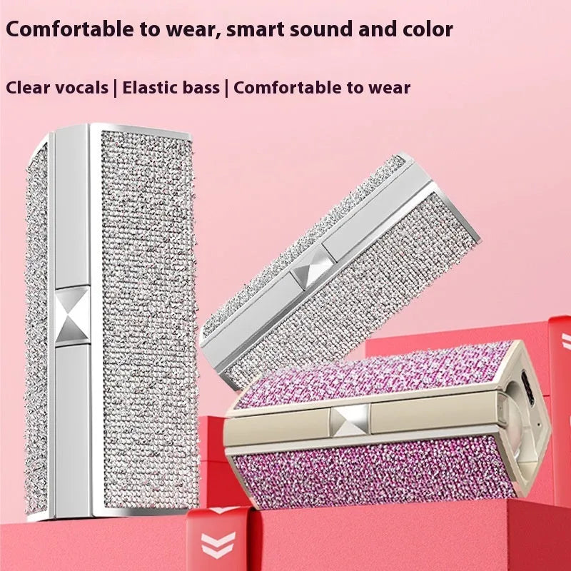 Diamond lipstick in-ear Bluetooth headset in Rose Red or White with noise reduction and 10m range