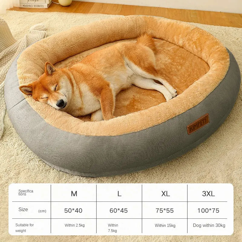 Removable washable cotton dog and cat bed in light grey with removable cover and soft padding