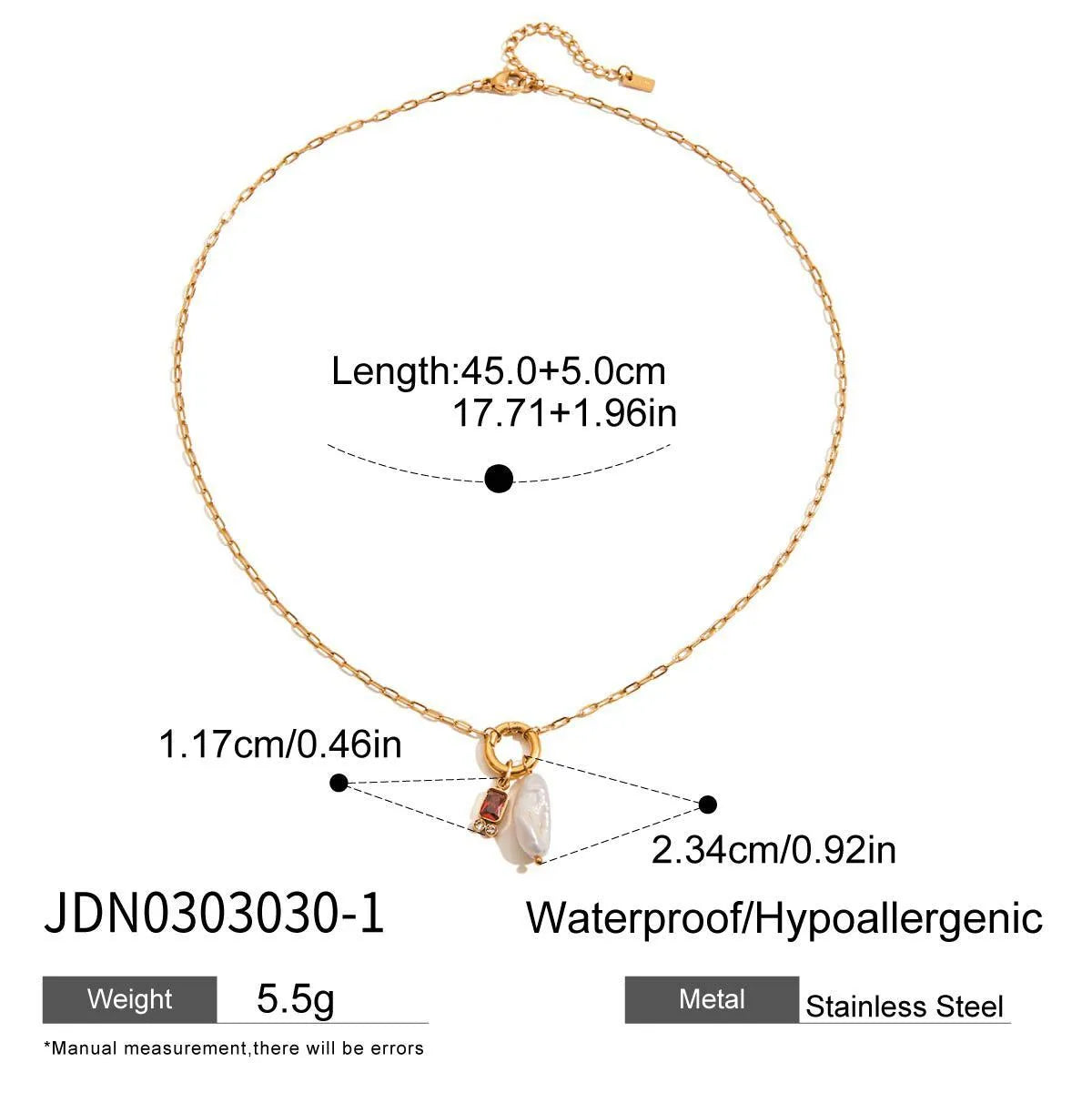 Stainless steel cherry-shaped pendant necklace with titanium steel finish on a regular chain, available in JDN0303030-1 colour