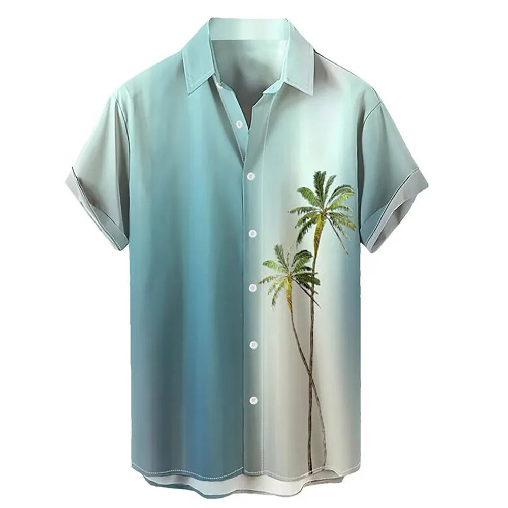 Men's Hawaiian summer shirt with 3D print in chemical fibre blend fabric showing colour options