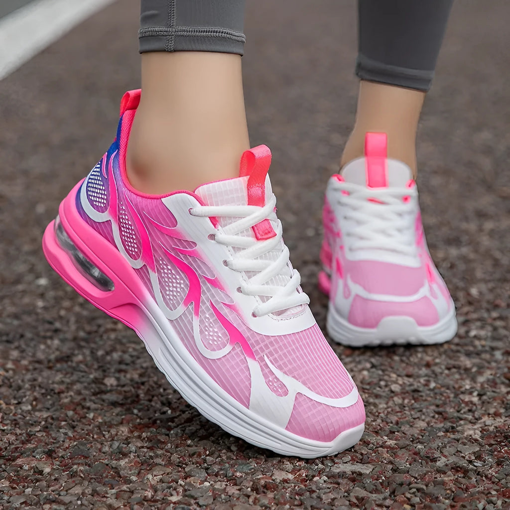 Women's mesh fashion casual sneakers in Moonlight colour with lace-up closure and PU sole