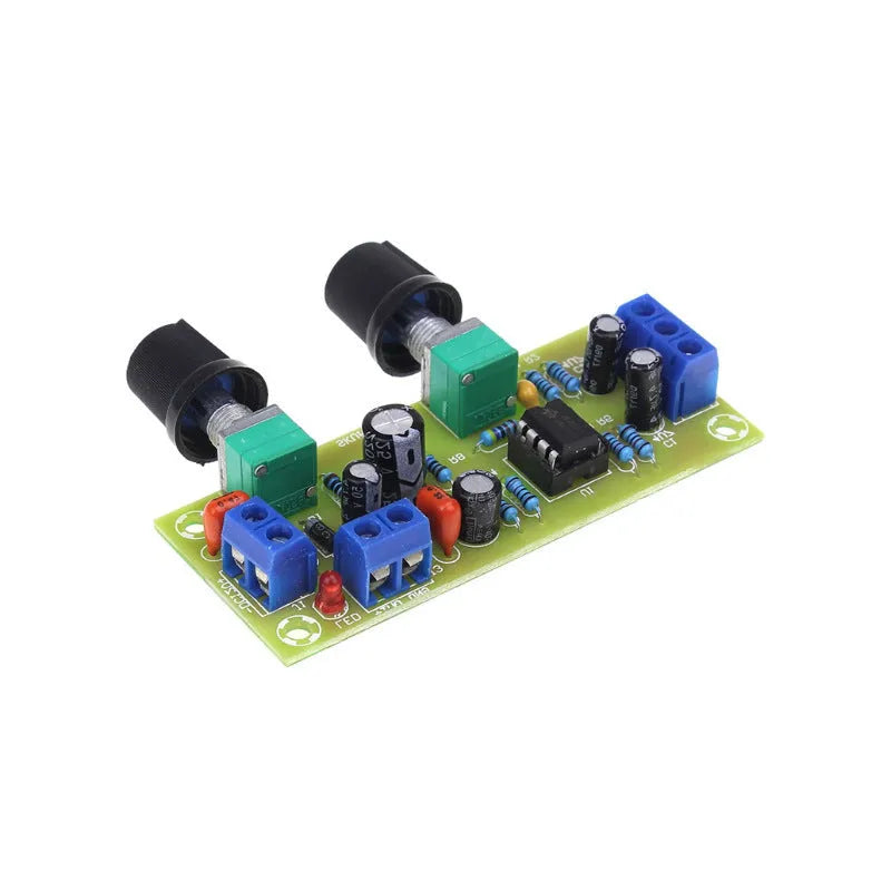 Car audio front stage board for bass boost with 10-24V power supply on FR-4 fibreboard PCB